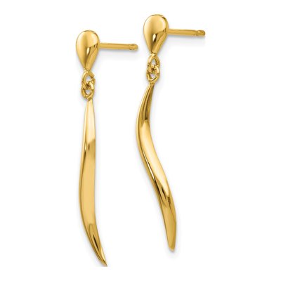 14K Yellow Gold Wavy Dangle Earrings – view 2