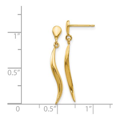 14K Yellow Gold Wavy Dangle Earrings – view 4
