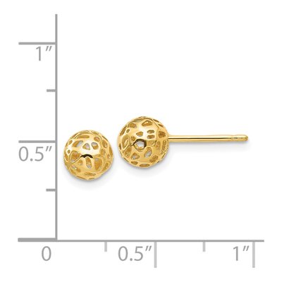 14K Yellow Gold Fancy Ball Stud Earrings – view 5