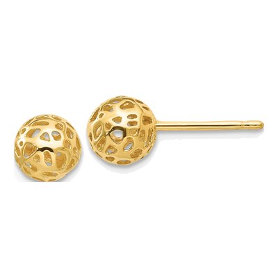 14K Yellow Gold Fancy Ball Stud Earrings
