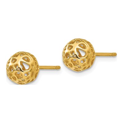14K Yellow Gold Fancy Ball Stud Earrings – view 3