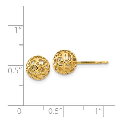 14K Yellow Gold Fancy Ball Stud Earrings – view 5