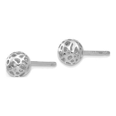 14K White Gold Fancy Ball Stud Earrings – view 3