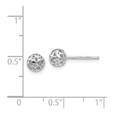 14K White Gold Fancy Ball Stud Earrings – view 5