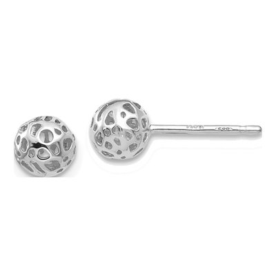 14K White Gold Fancy Ball Stud Earrings