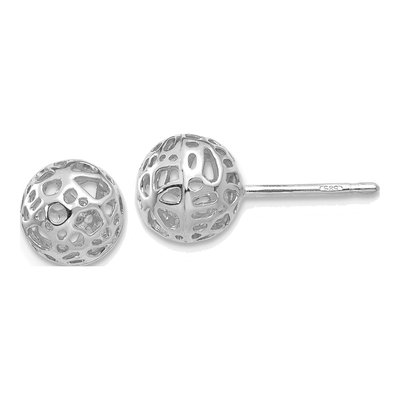 14K White Gold Ball Stud Earrings