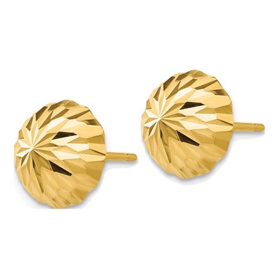 14K Yellow Gold Diamond-Cut Half Ball Stud Earrings – view 3