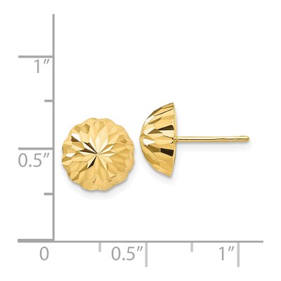 14K Yellow Gold Diamond-Cut Half Ball Stud Earrings – view 5