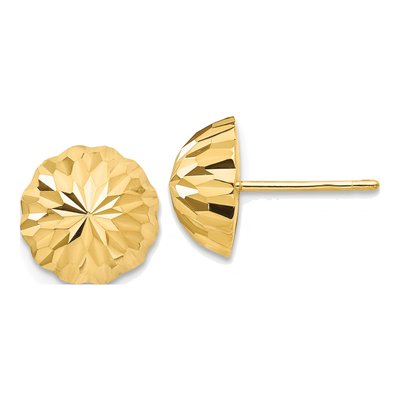 14K Yellow Gold Diamond-Cut Half Ball Stud Earrings