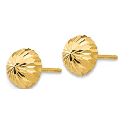 14K Yellow Gold Diamond-Cut Half Ball Stud Earrings – view 3