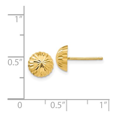 14K Yellow Gold Diamond-Cut Half Ball Stud Earrings – view 5