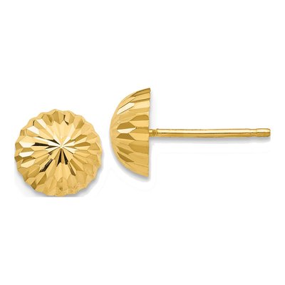 14K Yellow Gold Diamond-Cut Half Ball Stud Earrings