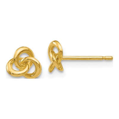 14K Yellow Gold Trinity Knot Stud Earrings