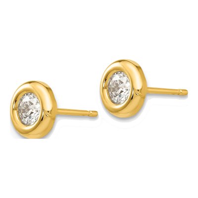 14K Yellow Gold CZ Circle Stud Earrings – view 2