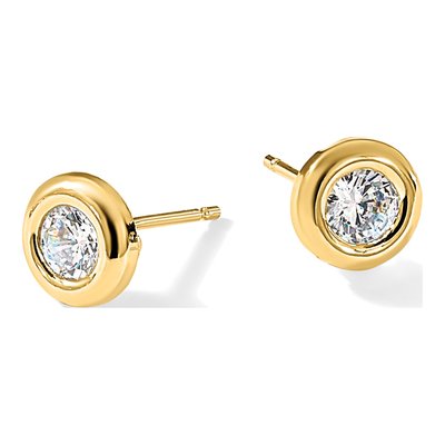 14K Yellow Gold CZ Circle Stud Earrings – view 5