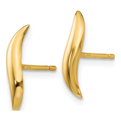 14K Yellow Gold Fancy Wave Stud Earrings – view 2