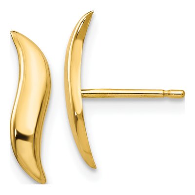 14K Yellow Gold Fancy Wave Stud Earrings