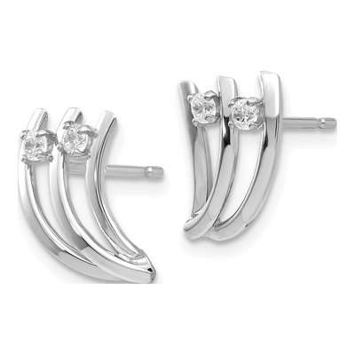 14K White Gold CZ Fancy Button Stud Earrings – view 2