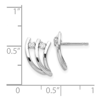 14K White Gold CZ Fancy Button Stud Earrings – view 4