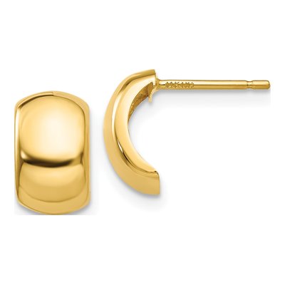 14K Yellow Gold 10mm J- Hoop Earrings