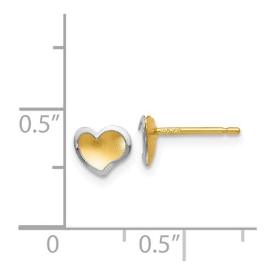 14K Two-Tone Gold Heart Stud Earrings – view 5
