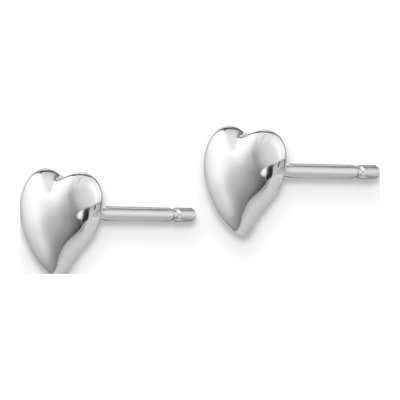 14K White Gold Heart Stud Earrings – view 3