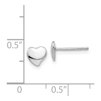 14K White Gold Heart Stud Earrings – view 5