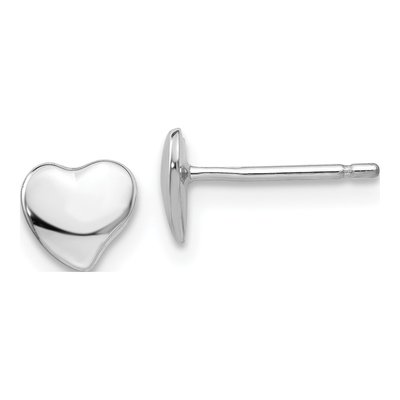 14K White Gold Heart Stud Earrings