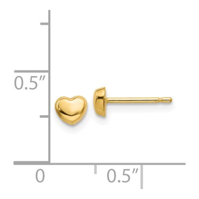 14K Yellow Gold Heart Stud Earrings – view 5