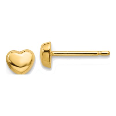 14K Yellow Gold Heart Stud Earrings