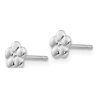 14K White Gold Flower Stud Earrings – view 3