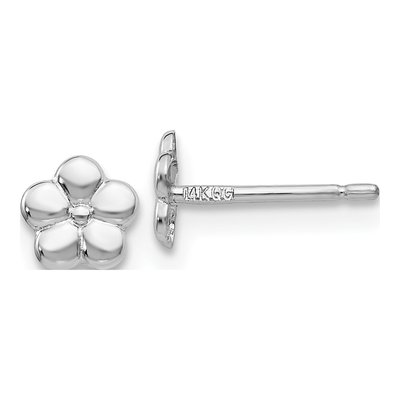 14K White Gold Flower Stud Earrings