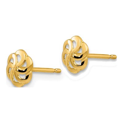 14K Yellow Gold Flower Stud Earrings – view 3