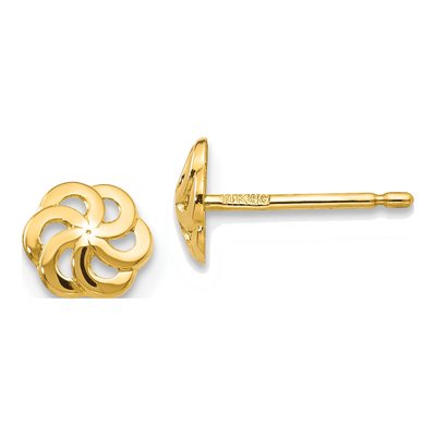 14K Yellow Gold Flower Stud Earrings