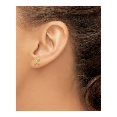 14K Yellow Gold Filigree Butterfly Stud Earrings – view 4