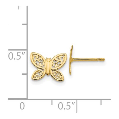 14K Yellow Gold Filigree Butterfly Stud Earrings – view 5