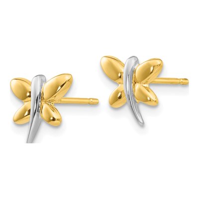 14K Yellow Gold Dragonfly Stud Earrings – view 3