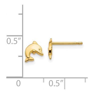 14K Yellow Gold Mini Dolphin Stud Earrings – view 5