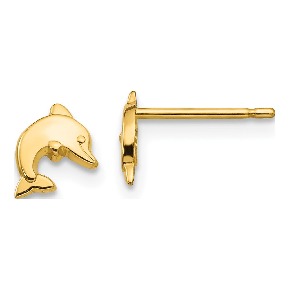14K Yellow Gold Mini Dolphin Stud Earrings
