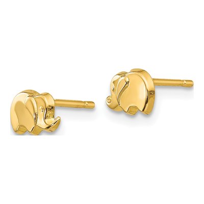 14K Yellow Gold Elephant Stud Earrings – view 3