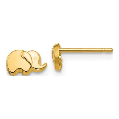 14K Yellow Gold Elephant Stud Earrings