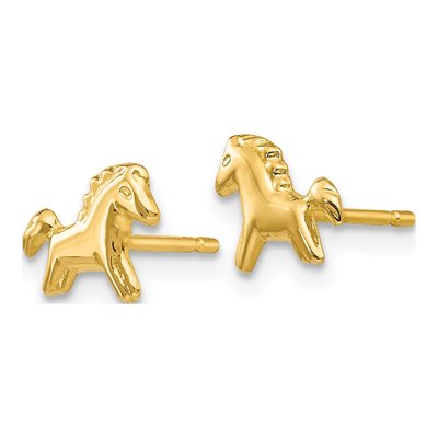 14K Yellow Gold Horse Stud Earrings – view 3