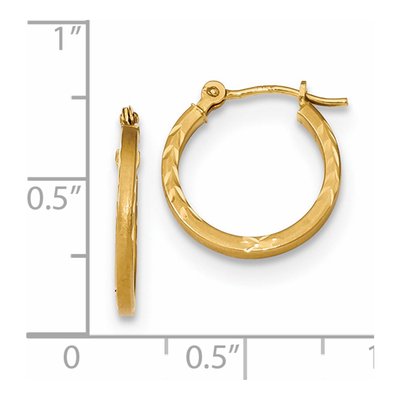 14K Yellow Gold 15mm Diamond-Cut Hoop Earrings – view 5