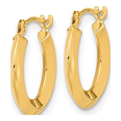 14K Yellow Gold 15mm Knife-Edge Tube Hoop Earrings – view 3