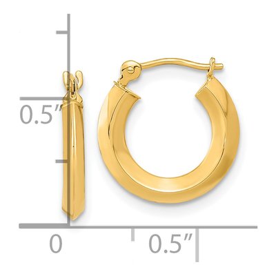 14K Yellow Gold 15mm Knife-Edge Tube Hoop Earrings – view 5