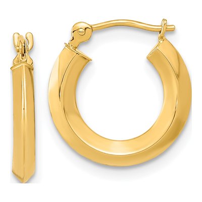 14K Yellow Gold 15mm Knife-Edge Tube Hoop Earrings