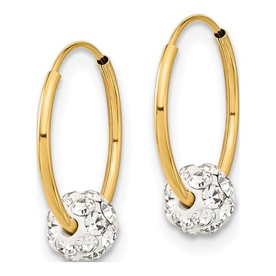 14K Yellow Gold 15mm Crystal Resin Endless Hoop Earrings – view 2