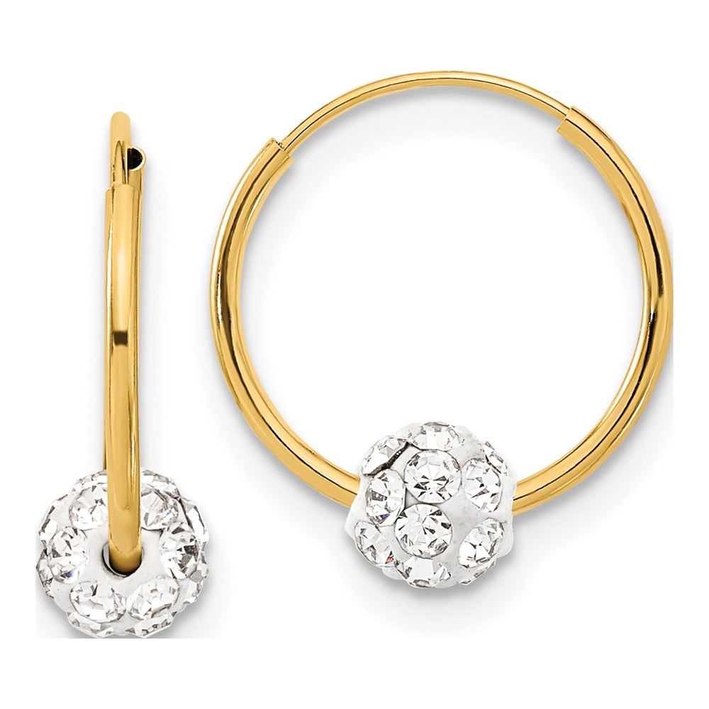 14K Yellow Gold 15mm Crystal Resin Endless Hoop Earrings