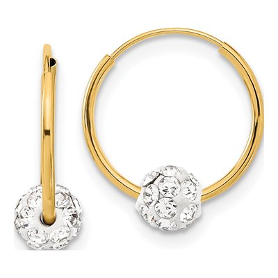 14K Yellow Gold 15mm Crystal Resin Endless Hoop Earrings