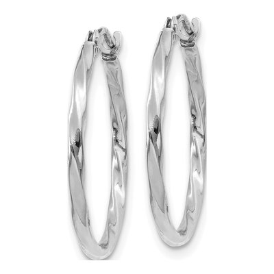 14K White Gold 19mm Twisted Hoop Earrings – view 2